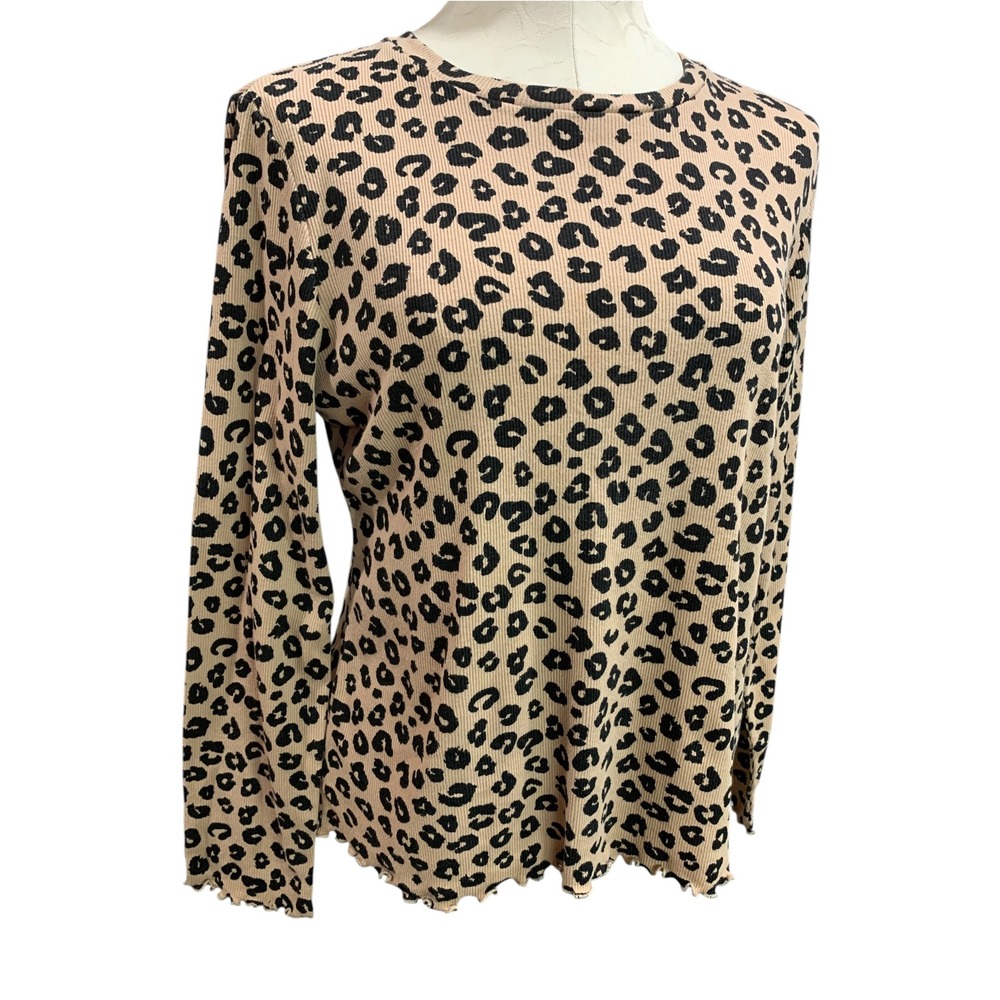 3XL (22.5 Plus) Girls Thereabouts Ribbed Long Sleeve Animal Print Tshirt